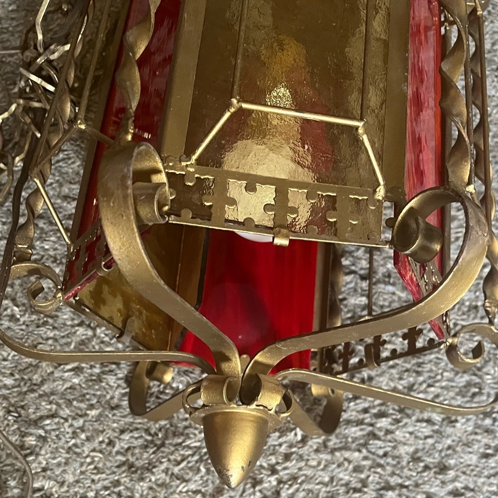 Mcm swag lamp with extra glass panels - Picture 4 of 5